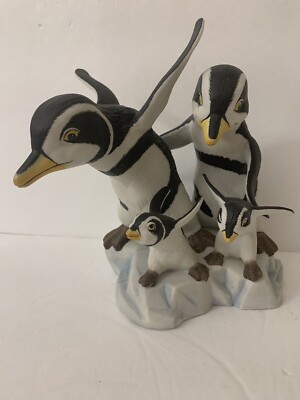 Vintage 1989 Penguin Family Watch Me Procelain Figurine JP Emblem Franklin Mint