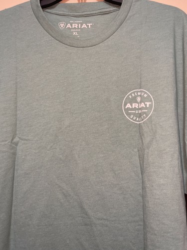 ARIAT MEN'S HERITAGE CIRCLE SHORT SLEEVE T-SHIRT BLUE HEATHER ~ SZ XL ~ NWT - Picture 3 of 7