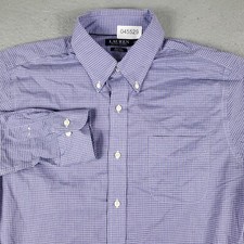 Ralph Lauren Shirt Mens 16.5 Purple Check Dress Button Up Long Sleeve