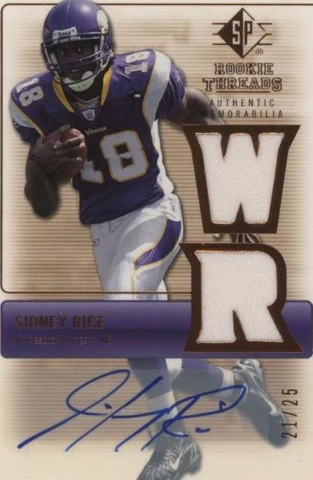 2007 SP Rookie Threads - Rookie Threads Sidney Rice #RT-SR Bronze ...
