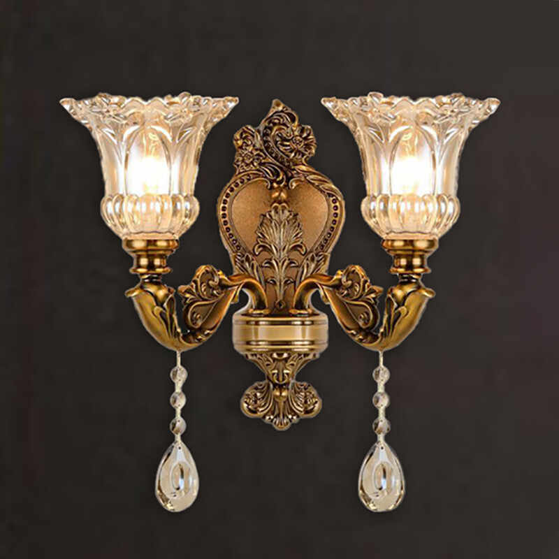 Vintage Clear Glass Shade Wall Sconce Light Crystal Wall Lamp Porch ...