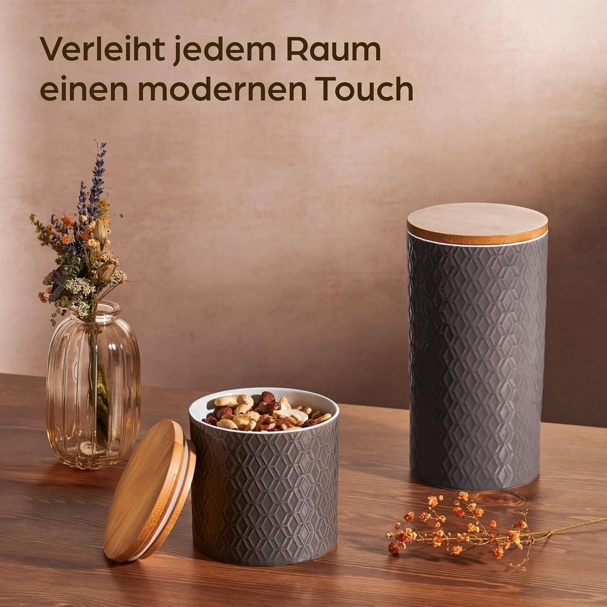3 Aufbewahrungsdosen Im Farmhouse-Style – Luftdicht, Weiß & Braun – Für Küche & Deko