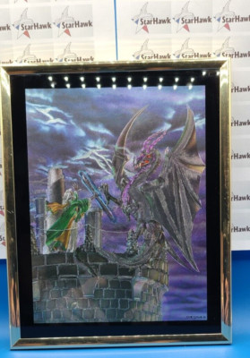 VTG Sue Dawe Storm Warning Dragon Wizard Fantasy Print Framed ...