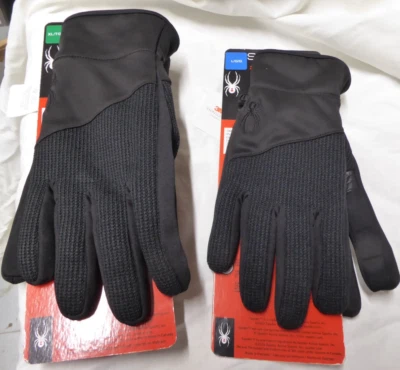BNWT BLACK SPYDER CORE CONDUCT GLOVES LEATHER PALM PATCH 3M THINSULATE LARGE/ XL