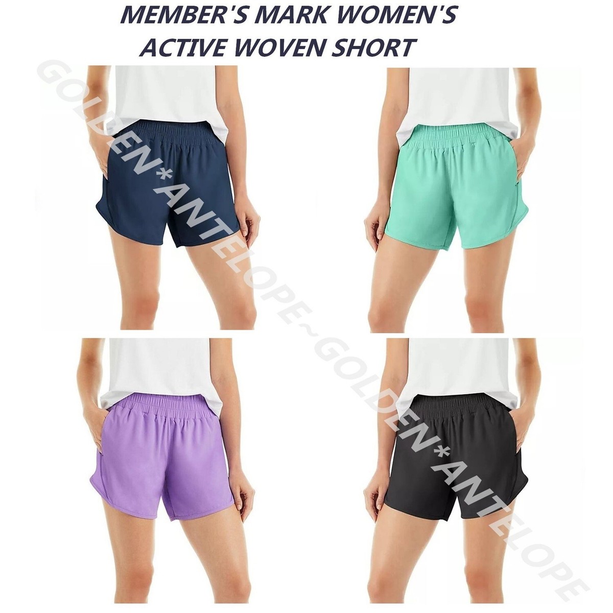 Pantaloncini Corti In Costina Da Donna Members Mark - Vita Alta 10,5 Pollici, Colore A Scelta, Nuovi Con Etichetta