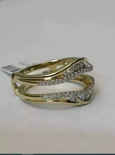 2Ct Round Lab Created Diamond Enhancer Guard Wrap Ring 14K Yellow Gold Plated - Image 3 of 4