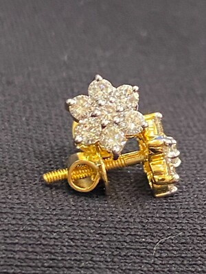 Boucles D'oreilles Diamants 18K Or - 0,56 Ct, Ronde Brillante, Clous