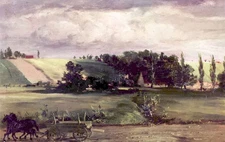 Oil Adolph von Menzel - storm on tempelhofer mountain landscape & carriage art