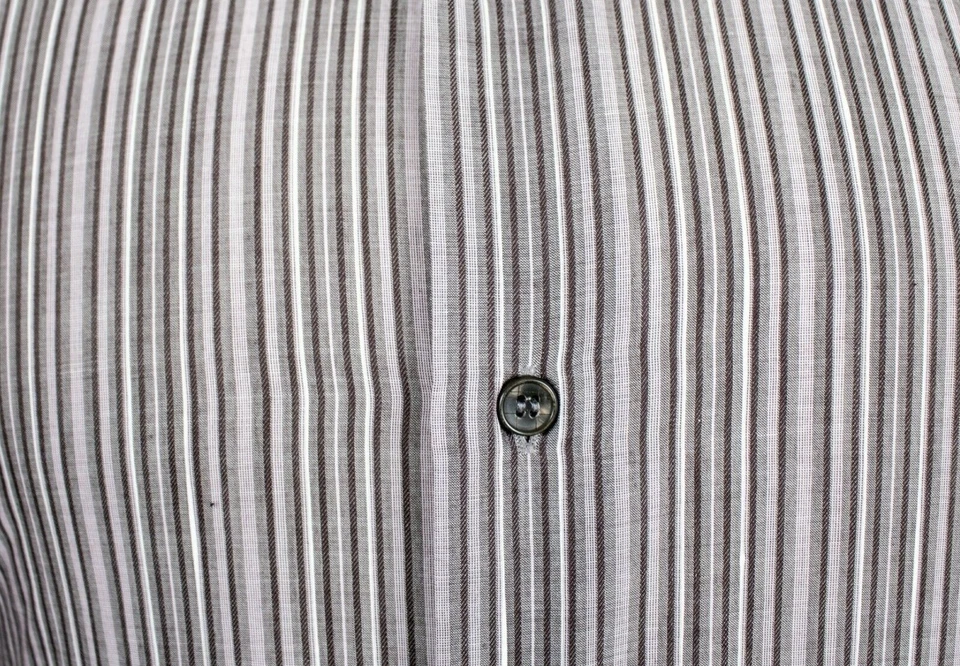 Camisa social masculina Z ZEGNA roxa lavanda cinza bronzeada listrada algodão tamanho XL - Imagem 2 de 4