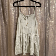 Free People Beach Noelle Tan Beige Tiered Mini Dress Small NWOT