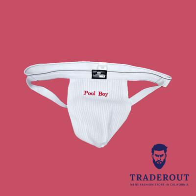 Cabana Pool Boy Custom Embroidery Men white Jock  jockstrap underwear H.E.Arts