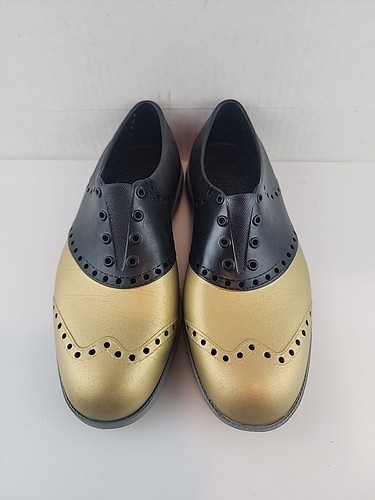 Zapatos de golf Biion The Saddles negros y dorados Lux talla 7 - Imagen 3 de 8