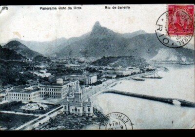 RIO de JANEIRO / URCA district (Brazil) monuments & factory in aerial view in 1914