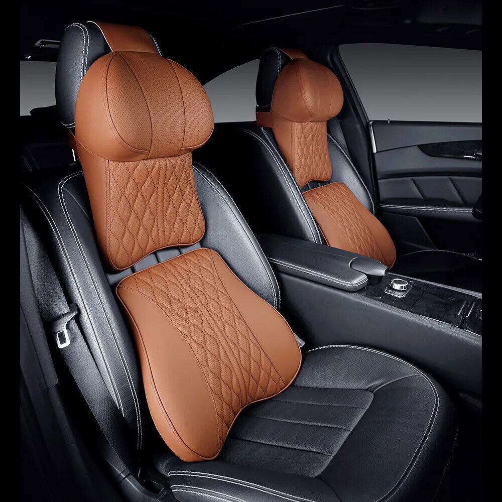 Car Neck & Lumbar Pillow Set (2-Piece) - Adjustable Support For Driving, Office & Travel