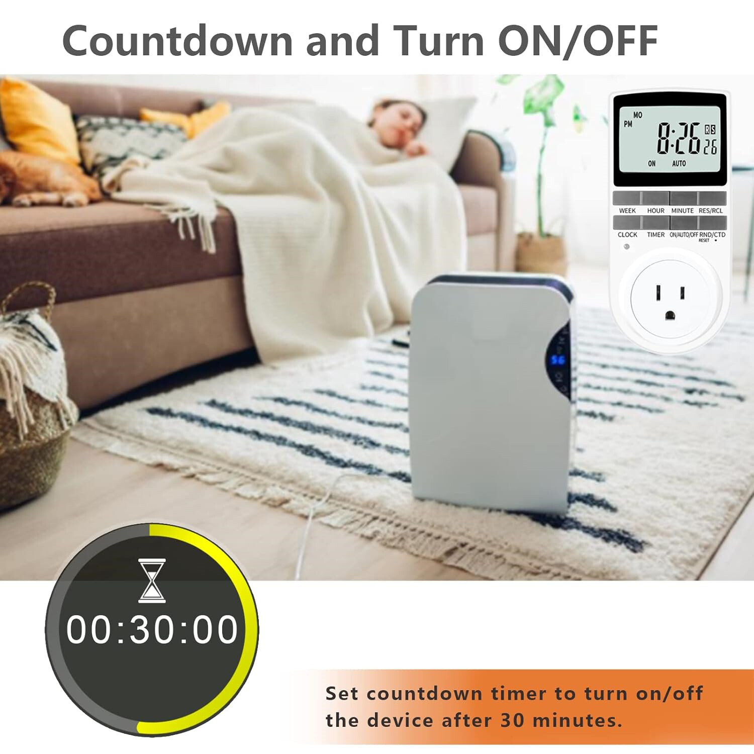 ‌7-Day Digital Outlet Timer - Programmable Plug-in w/Countdown- Perfect for Home