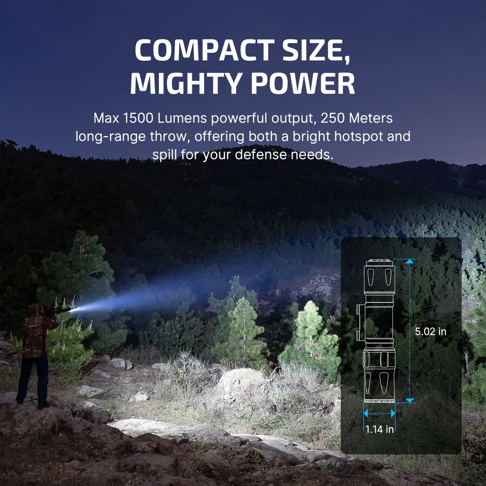 Linterna táctica recargable Olight Odin S 1500 lúmenes MLOK Rail Weaponlight Foto 4 de 4