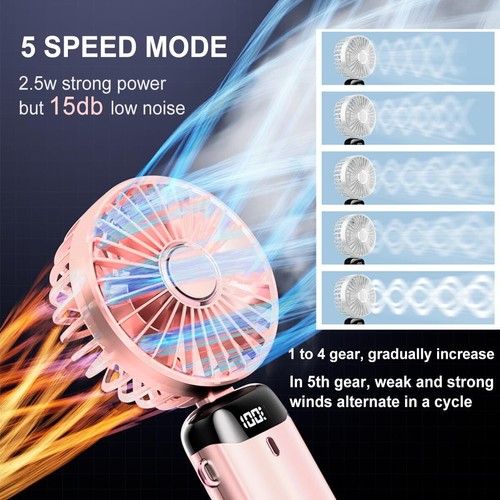 Mini Portable Fan Digital Handy Fan Rechargeable Small Folding Fan Desk Fan USB