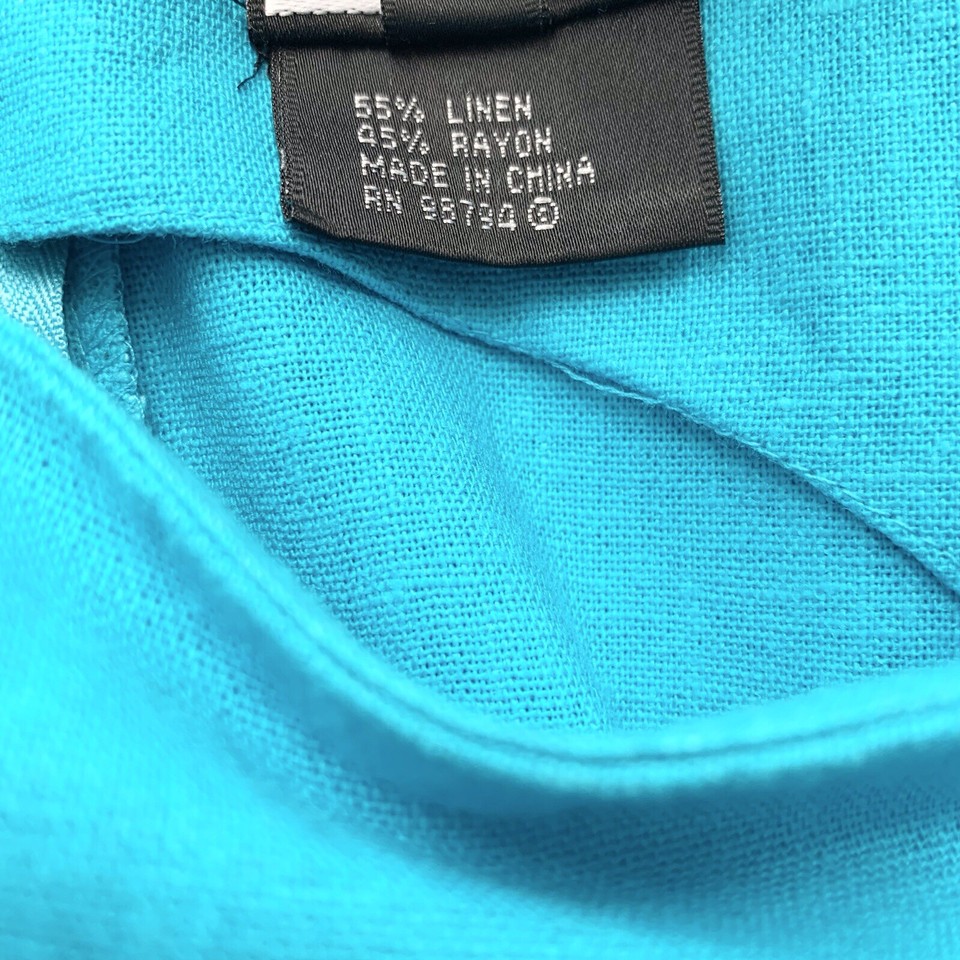 Lennie New York Womens Dress Sleeveless Linen Rayon Blend Blue Ruffle