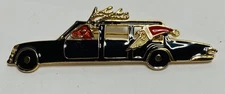 VTG Edgar Berebi Christmas Santa Claus Reindeer Limousine Pin Brooch Rare