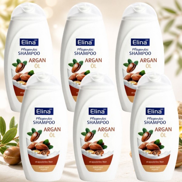 6X300Ml Elina Pflegendes Shampoo ArganöL FüR Trockenes & Strapaziertes Haar-image
