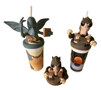 1999 Star Wars Episode I Taco Bell Watto & Sebulba Cups w/ Toppers & Straws Lot