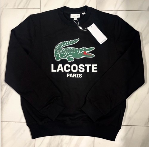 Lacoste Men's Croc Logo Pullover Sweatshirt Black Green White New