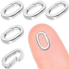 5PCS Oval Clasp Carabiner Necklace Connector Stainless Steel Spring Clasps Br...