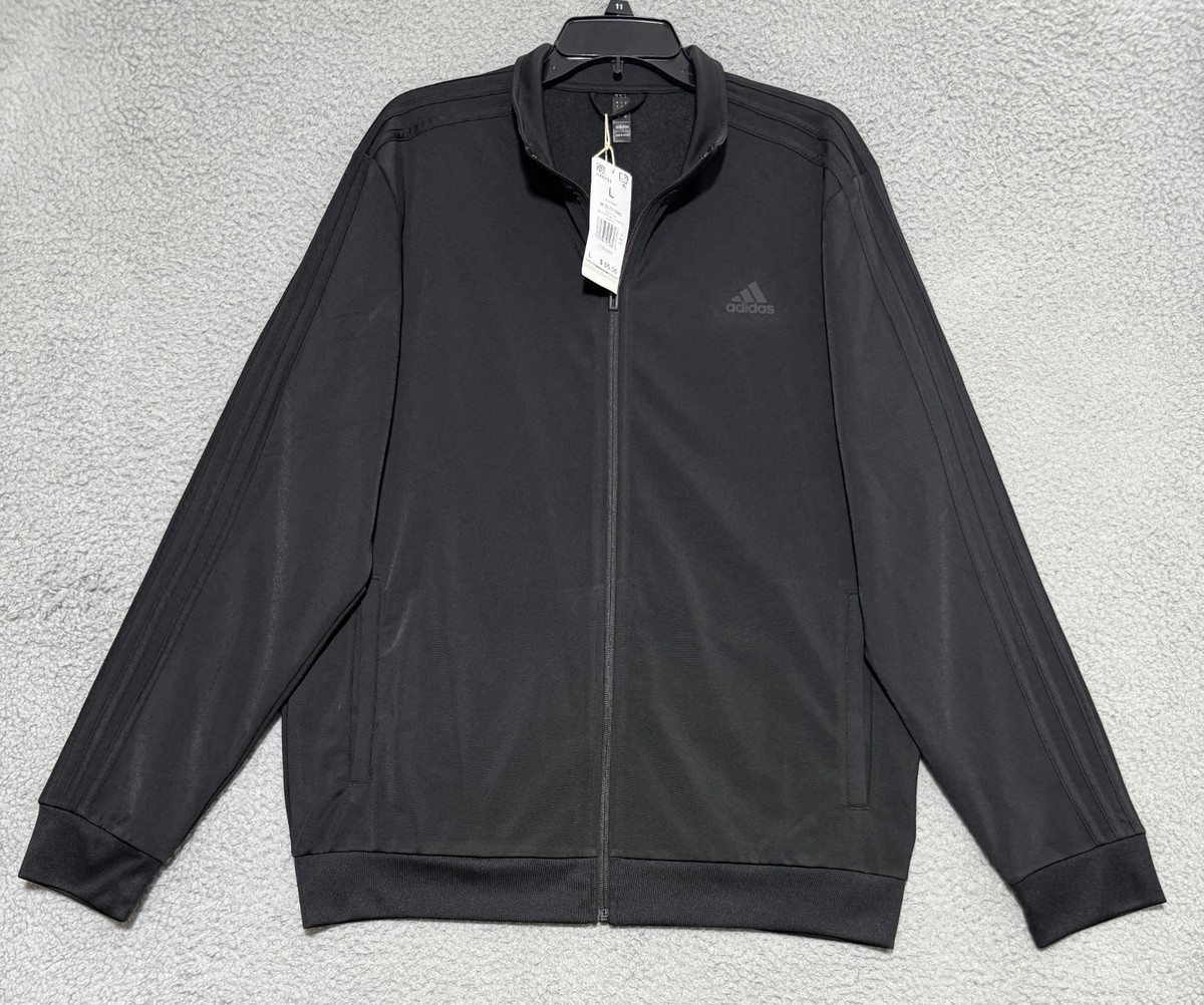 adidas Essentials 3 Stripes Tricot Track Jacket Black H46101 Mens