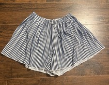 Zara Kids Blue White Striped Flowy Dolphin Hem Lounge Shorts Girls 13 / 14 Beach