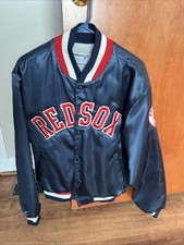 Vintage 80s Swingster Boston Red Sox Satin Bomber Jacket Made in USA Navy Large