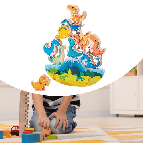 Wooden Dinosaur Stacking Toys Fine Motor Skills Sturdy Balance Game for Kids - Picture 2 of 7