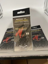 Lot of 3 - Matzuo Fluorocarbon Circle Hook Snells, Size 2- 6/pkg