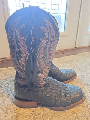 Size 7 1/2 D  Caiman Print Boots Square Toe