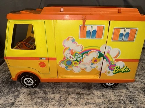 Vintage Barbie RV Camper Van 1970s Mattel Orange Yellow Complete Excellent