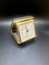Vintage Helm Brand Uhr Reisewecker Klappbar Aufziehen - Teildefekt Gold Schwarz