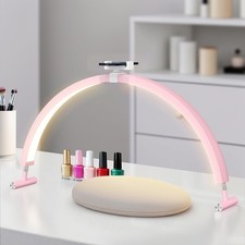 Half Moon Light for Nail Desk, 30'' Large Half Moon Desk Lamp with Phone Hold...