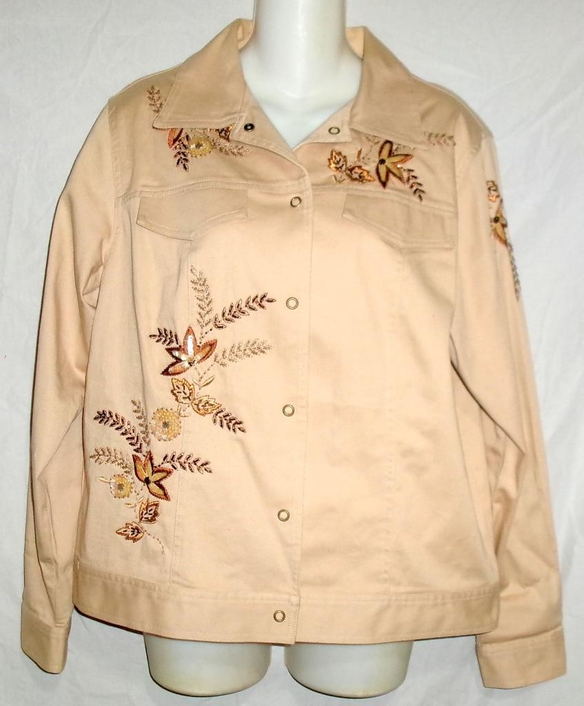 Victor Costa Occasion Jacket Small Beige Embroidery Beads Sequins Floral Snaps
