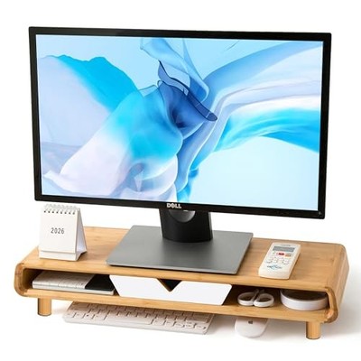  Monitor Stand with Drawer, Exquisite Computer Monitor Stand for Upgraded White