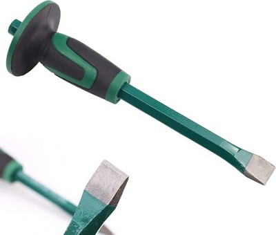 Chisel With Hand Guard, 12 inches (30 cm) Heavy Duty Flat End Rock
