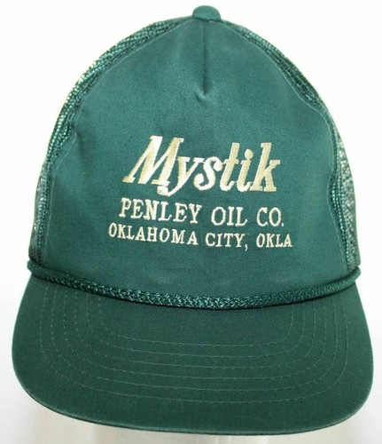 Mystik Penley Oil Co Oklahoma City Oklahoma VTG Trucker Hat Green Snapback Cap