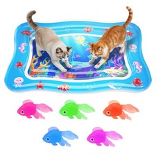 Cat Water Mat Interactive Cooling Play Mat w/ Floating Fish Leakproof