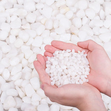 2.0 LB White Aquarium Gravel Pebbles 3/8", Natural Decorative Aquarium Substrate