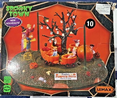 Lemax Spooky Town Paula's Pumpkin Patch In Box Complete Tested Halloween Train