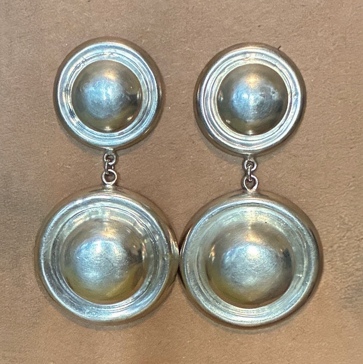 Large Artisan Signed RM Silver 925 Double Circle … - image 1