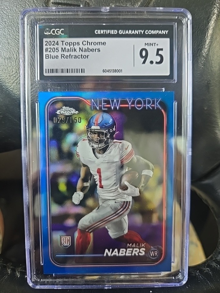 2024 Topps Chrome - Rookies Malik Nabers #205 Blue Refractor /150 (RC) Mint+ 9.5