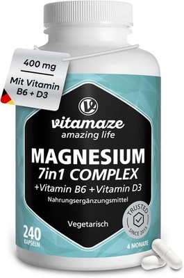 Magnesium Complex 400mg, 7 Formen + Vitamin B6 & D3, Bisglycina NEU OVP NP 49,- 