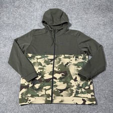 Nike Dri-FIT Hoodie Mens XL Camo Full Zip Fleece Sweatshirt Army Stain