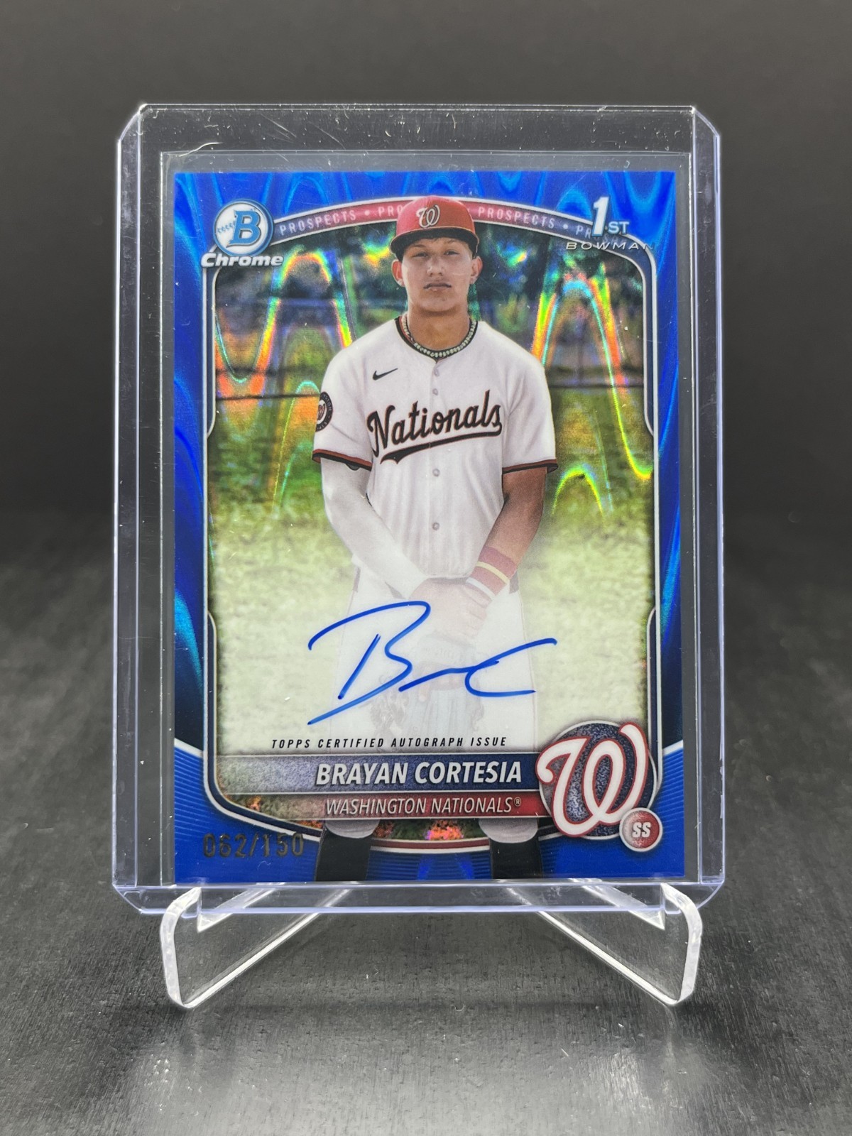 2025 Bowman Chrome Brayan Cortesia 1st Autograph Blue RayWave 062/150 #CPA-BC