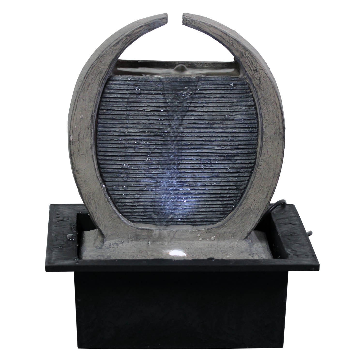Indoor Fountain w/ LED Round Polyresin Waterfall Fountain Tabletop Garden Decor