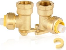 3/4" Pushfit Drop-ear Elbow, 1/2" Female NPT Brass Plumbing Fittings